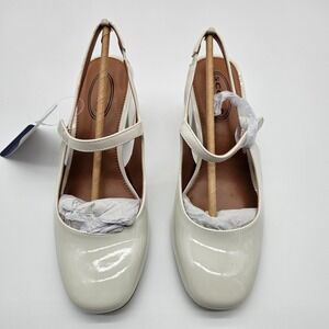 SCOOP Mary Jane Slingback Block Heel Cream Shoes Size 7